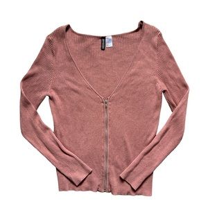 H&M Blush Zip Up Sweater